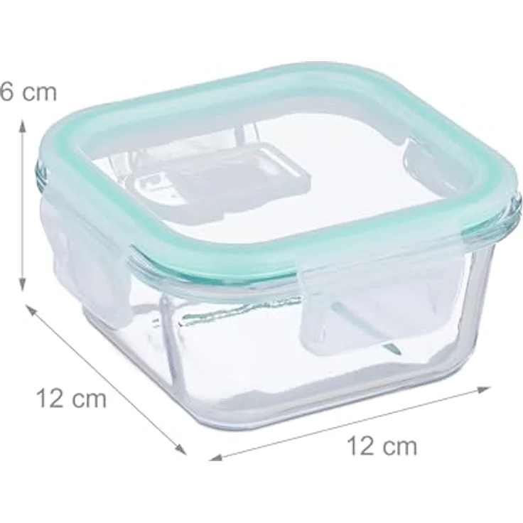 Relaxdays Glasbehälter Set mit luftdichtem Kunststoffdeckel, stapelbar, ideal für Aufbewahrung von Lebensmitteln und Mikrowellen geeignet – Bild 4