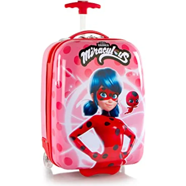 Heys Kinderkoffer Miraculous Lady Bug rosa, 46 cm, 2 Rollen, leichter Polycarbonat-Verbundstoff, Heys x Joachim Llambi Kindertrolley Handgepäck-Koffer
