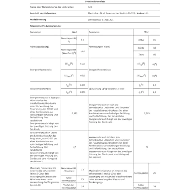 AEG LWR 8 E 80609, Waschtrockner, Energieffizienzklasse D, Standgerät, Breite 60 cm, weiß – Bild 7