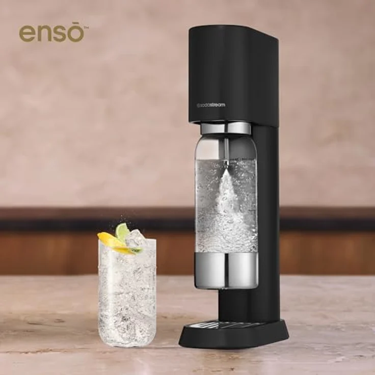 SodaStream® enso™ Premium Wassersprudler aus Edelstahl, inkl. 1 L spülmaschinengeeigneter BPA-freier Kunststoffflasche + Quick Connect CO2-Zylinder, schwarz – Bild 5