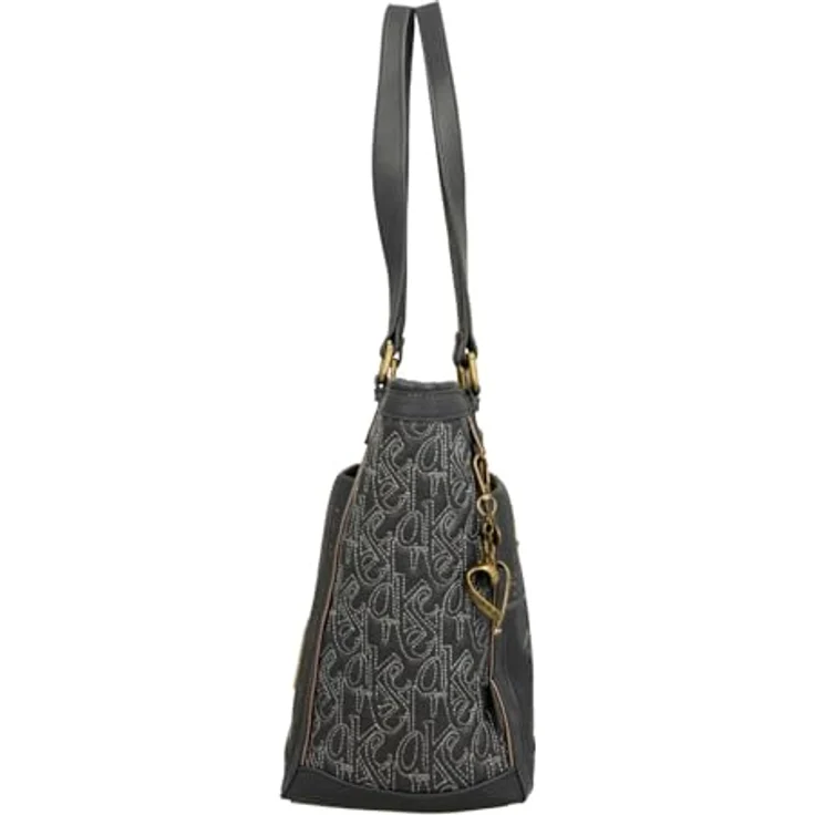 Anekke Shopper Boutique, elegante Polyurethan Einkaufstasche mit Reißverschluss und Umhängeriemen, braun – Bild 3
