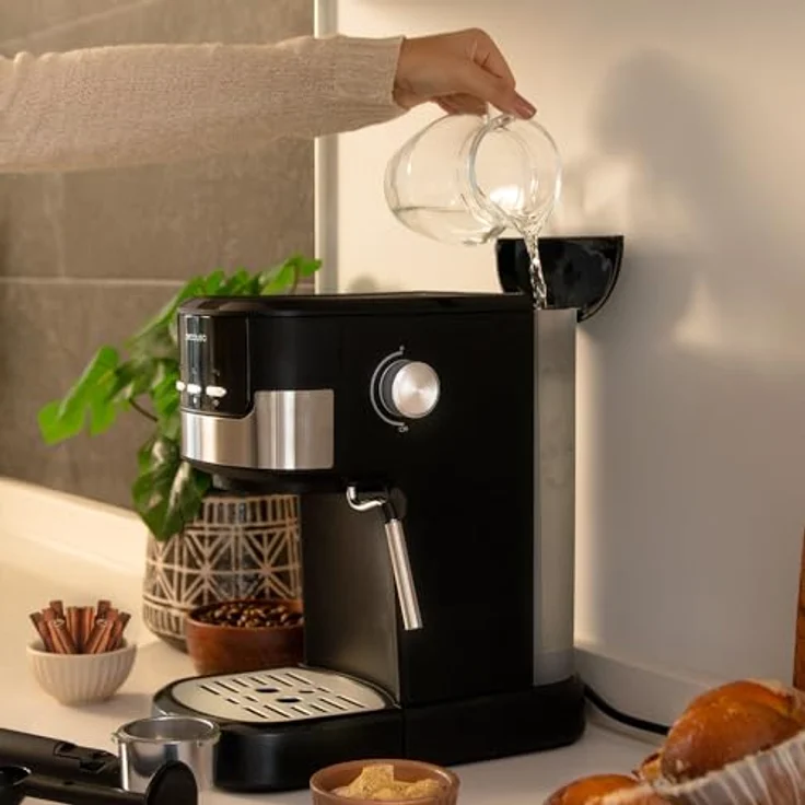 Cecotec Power Espresso 20 Pecan, Siebträgermaschine mit 1100 W, 20 bar Druckpumpe, Milchaufschäumer und 1,25 L Wassertank – Bild 9
