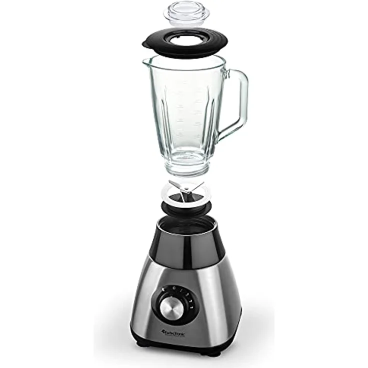 TurboTronic Standmixer, 1200 Watt, 4 Geschwindigkeiten, Edelstahl, inkl. Mixbehälter aus Glas 1,5L, silber – Bild 3