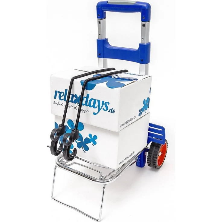 Relaxdays Einkaufstrolley Transport Trolley klappbar für 30 kg, Aluminium-Rahmen, Spanngurte aus Gummi – Bild 1