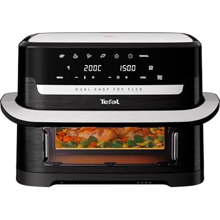 Tefal Dual Easy Fry Flex Heißluftfritteuse, 9 L mit FlexCook Trennwand, 7 Modi, 2 unabhängige Garzonen, schwarz, EY9228E0 – Bild 2