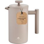 GRØNENBERG French Press Kanne, Edelstahl Kaffeebereiter mit Thermo-Effekt, 0,6 oder 1 Liter, inkl. 3 Ersatz-Filter