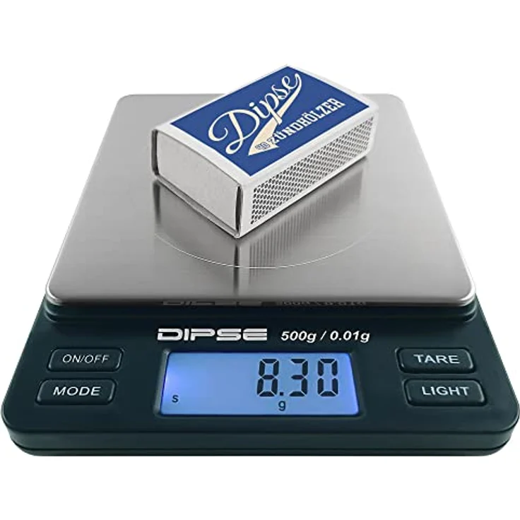 DIPSE TP-Serie - Küchenwaage, Feinwaage, TARA-Funktion, beleuchtetes Display, 0,5kg Tragkraft, silber, schwarz – Bild 5