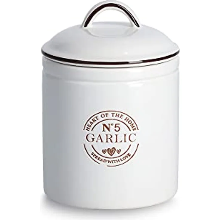 Zeller 19362 Vorratsdose "Garlic", 880 ml, Keramik, weiß, ca. Ø 12 x 17,5 cm, Vorratsbehälter,Aufbewahrung, Aufbewahrungsbox