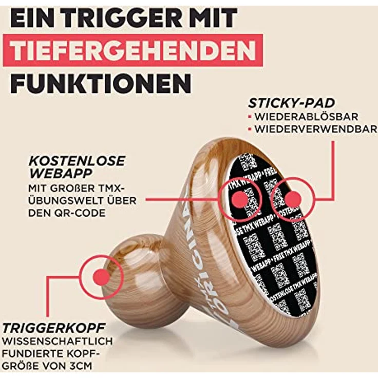 TMX® TRIGGER ORIGINAL – Triggerpunkt Drücker für muskuläre Schmerzen | Made in Germany | Akupressur-Massage für die Eigenbehandlung von Verspannungen | Echtholz Buche - Natur – Bild 3