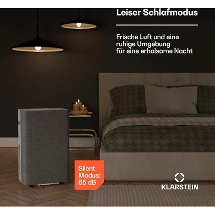 Klarstein AireLux Mobile Klimaanlage 14.000 BTU, 4-in-1 Kühlung, Entfeuchter, Ventilator & Schlafmodus, App & Sprachsteuerung, für Räume bis 51 m², leise, Fenster-Kit inklusive, Grau – Bild 5