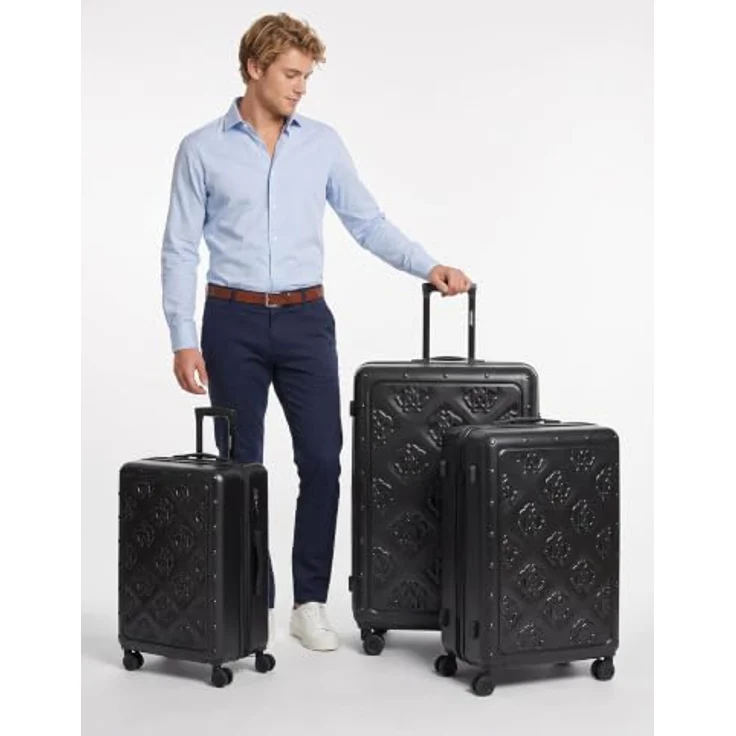 Roberto Cavalli Florence 4 Rollen Kofferset, 3-teilig mit Dehnfalte, schwarz, 100% Polyurethan, 47 cm x 29 cm x 74 cm – Bild 2