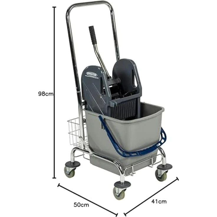 Reinigungswagen Eimer 1x27 l,Presse,Ablagekorb STA SPRINTUS – Bild 6