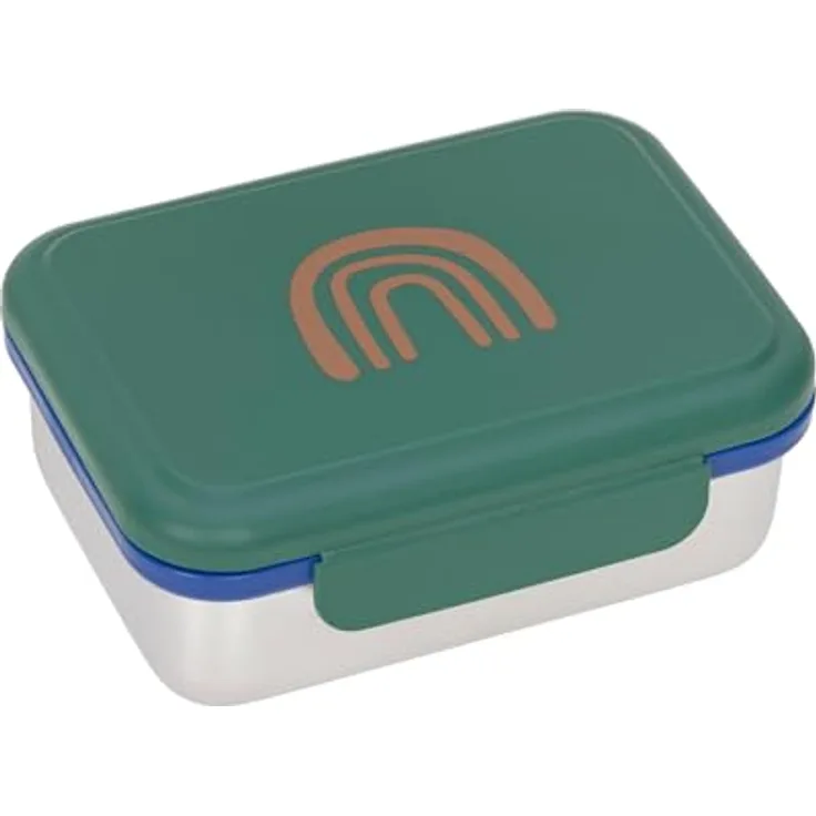 LÄSSI G Lunchbox Little Gang, Rainbow green, Edelstahl mit Silikonring, bruchfest, spülmaschinengeeignet