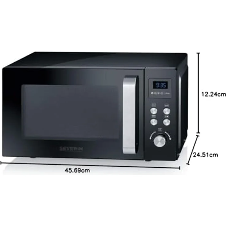 Severin MW 7750 2-in-1 Mikrowelle mit Grillfunktion, 800 Watt, inklusive Grillrost und Drehteller, Auftauen, Standgerät, schwarz – Bild 6