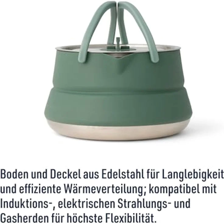 SEA TO SUMMIT Detour Kettle 1,6L, faltbarer Campingkessel für 2 Personen, BPA-frei, aus Edelstahl & Silikon, platzsparend mit Griff, 436 g – Bild 4