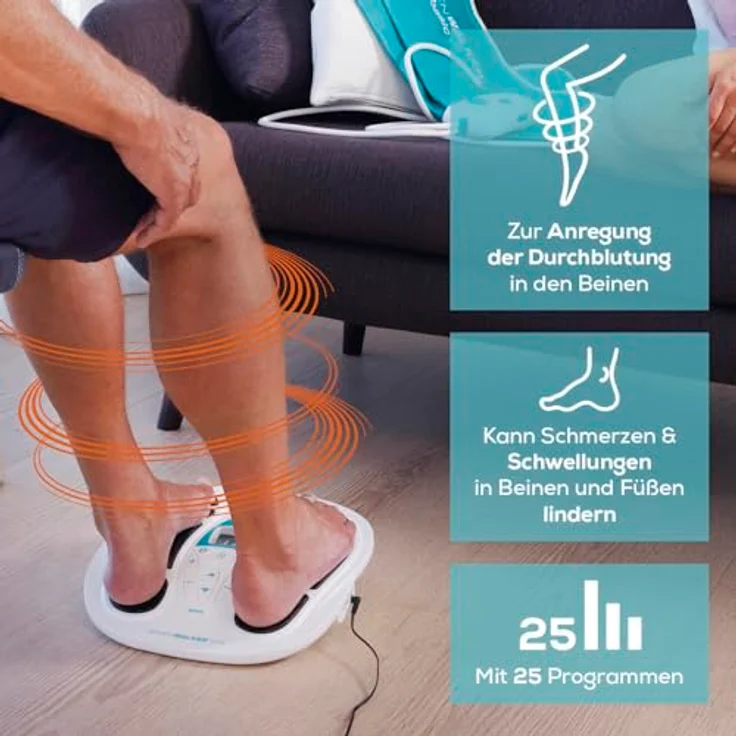 VenenWalker Venentrainer Durchblutungs-Stimulator + Fernbedienung 4 Pads EMS, leicht und tragbar, inklusive EMS-Elektroden, weiß – Bild 2