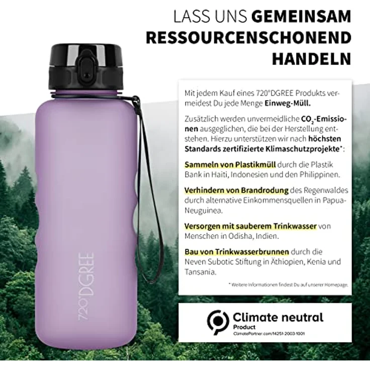 Trinkflasche Wasserflasche Fruchteinsatz 1,5L - BPA-Frei uberBottle 720 DGREE lilac – Bild 5
