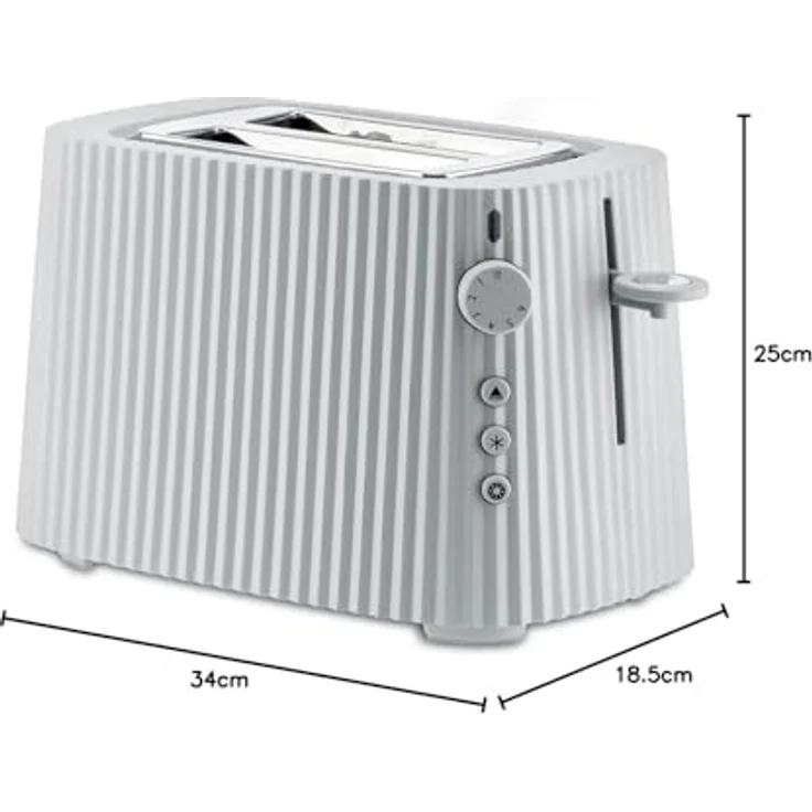 Alessi Plissé -Schlitz-Toaster, 850W, 6 Bräunungsstufen, Kunststoff, Edelstahl, weiß – Bild 10