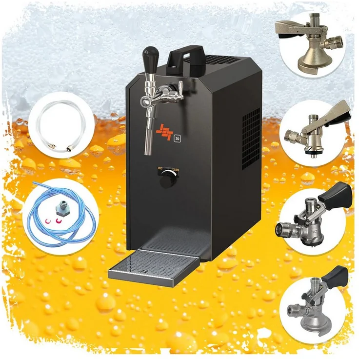 ich-zapfe JET 30K Zapfanlage Komplett Set, Bierzapfanlage mit Luftpumpe und Trockenkühler, bis zu 35 L/h, Edelstahl