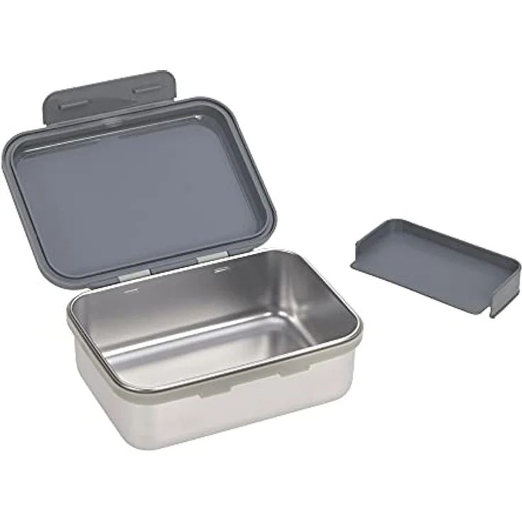 LÄSSIG Kinder Brotdose Edelstahl Lunchbox Frühstücksbox Nachhaltig Kindergarten Schule/Safari Tiger – Bild 3