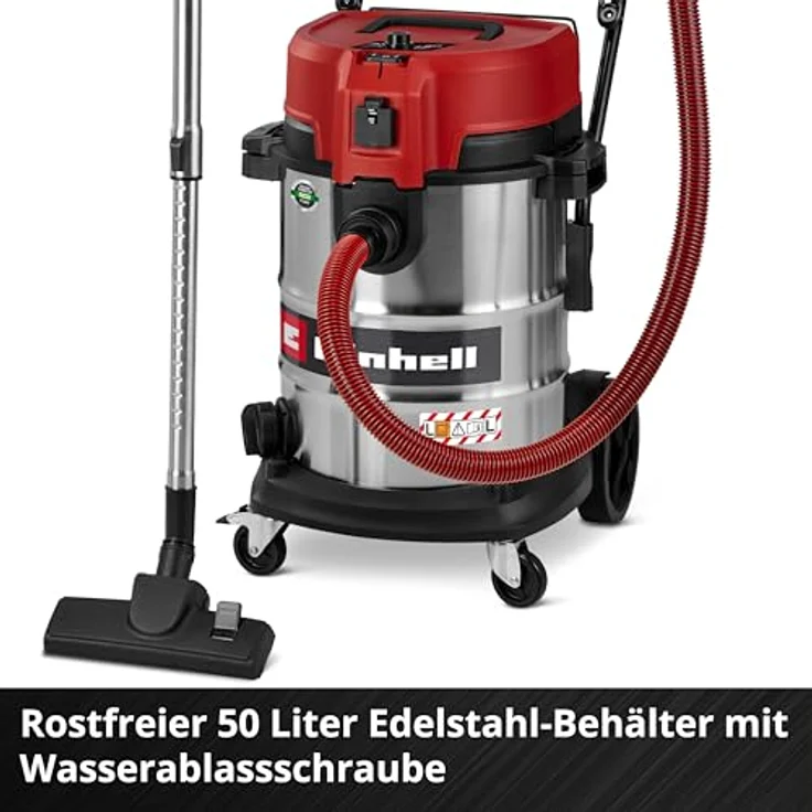 Einhell Nass-Trocken-Sauger TE-VC 5090 SACL, 1300 W mit HEPA-Filter, 50 Liter Edelstahlbehälter und innovativem Filterreinigungssystem – Bild 6