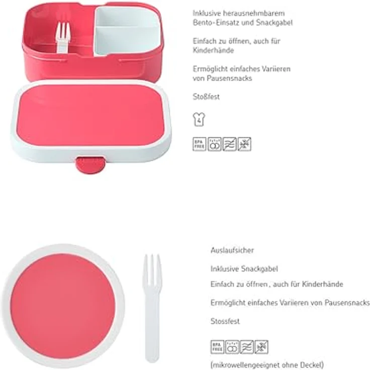 Mepal Kinder Obst- und Bento Box Campus meets Fruits 300 & 750 ml Spülmaschinenfest & BPA-frei Pink – Bild 2