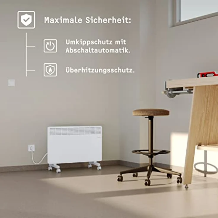 STIEBEL ELTRON neue Elektroheizung Standgerät für ca. 25 m², TÜV geprüft, Konvektor-Heizung mit einfacher Regelung, 2 kW, energiesparend, Rollen, 204450 – Bild 3