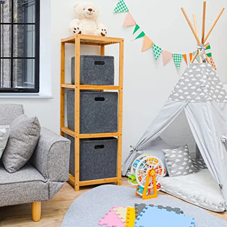 DuneDesign 100% Recycling Filz Aufbewahrungsbox - 32x26x23 Organizer Filz Aufbewahrungskorb Faltbar Aufbewahrungskörbe für Regale Filz Korb Aufbewahrung Korb für Treppe Korb Anthrazit Storage Basket – Bild 5