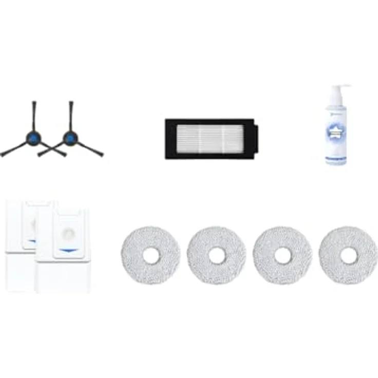 ECOVACS Ersatzkit für DEEBOT T30 (PRO) Omni, 2*Seitenbürsten, antibakterielle Filter, Staubbeutel, 4*Tücher, 1*Reinigungslösung 110ml – Bild 1