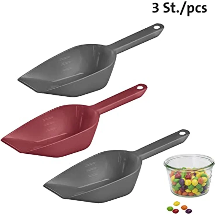 Westmark Back-/Abwiege-/Abfüllschaufel-Set, 3tlg., Füllvolumen: je ca. 55 ml, Kunststoff, Halvar, Anthrazit/Rot, 90892270 – Bild 2