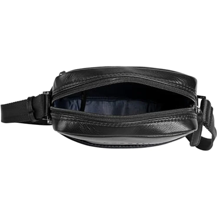bugatti Umhängetasche CLIFF, echt Leder, schwarz, 21 cm x 16 cm x 5 cm, verstellbarer Schultergurt, Smartphonefach bis 6,7 Zoll – Bild 6