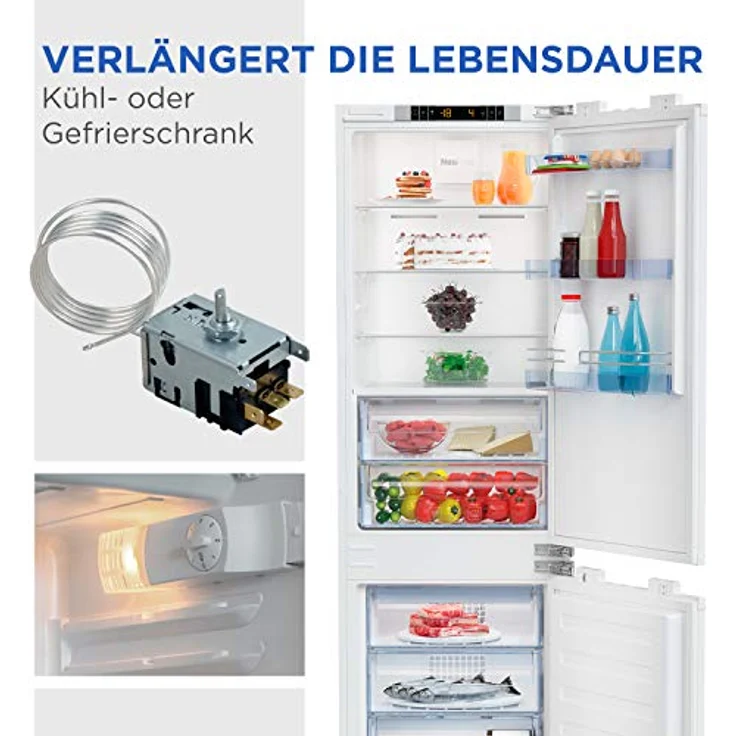 VIOKS Kühlschrank Thermostat 4x6,3mm AMP Ersatz für Ranco K59H1300 Liebherr 6151086 Miеle 1513061 Gorenje 596279 Danfoss Thermostat 077B6738 - Kühlthermostat Temperaturregler für Gefrierschrank – Bild 5