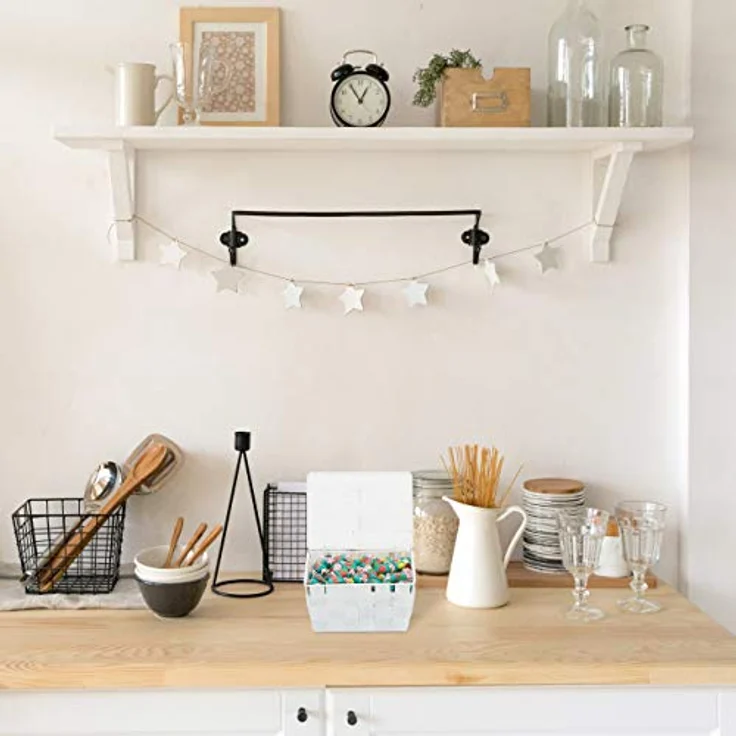 Relaxdays Aufbewahrungskorb mit Deckel, Flechtoptik, Bad Organizer HxBxT: 10,5 x 19,5 x 14,5 cm, Kunststoff, weiß – Bild 2