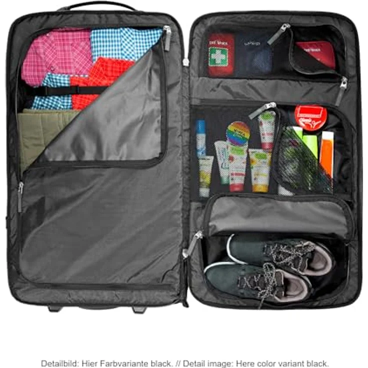 Tatonka Travel Roller 90, Koffer mit 90 l Volumen, grün, zwei Rollen, kompressionsriemen, innovativer Raumteiler, Tragegriff – Bild 9