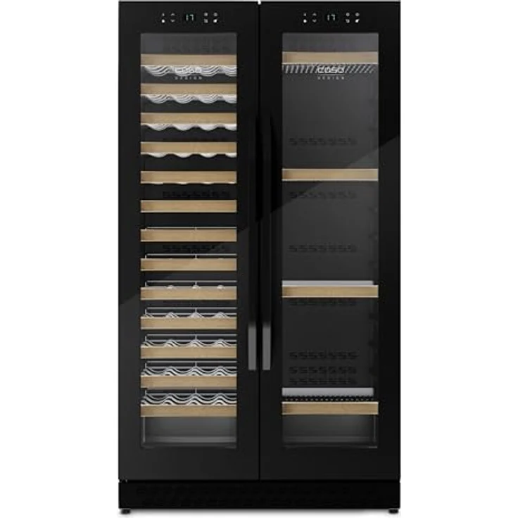 Caso WineComfort 126, Eleganter Weinkühlschrank für 122 Flaschen, 2 Zonen (5–20 °C), leise Kompressortechnik, UV-Schutzglas, LED-Touch-Display, freistehend & einbaufähig, schwarz – Bild 1