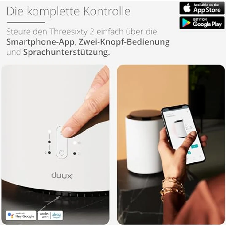 Duux Threesixty 2 Elektrischer Raumheizlüfter Keramik Android iOS Indoor Tisch-Bank Tisch Weiß,  – Bild 5