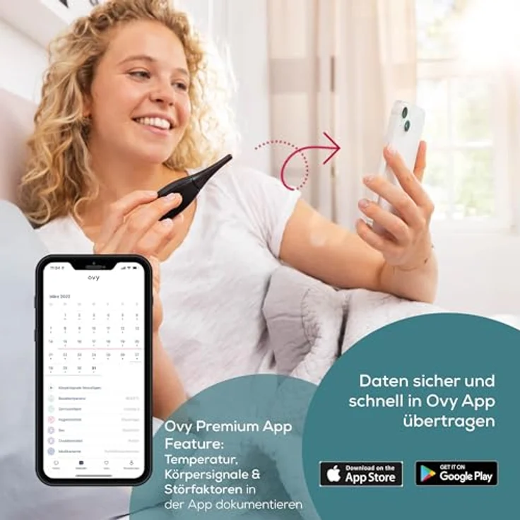 BEURER Fieberthermometer OT 30 Basalthermometer, Digitales Thermometer mit Bluetooth-Funktion, weiß – Bild 4