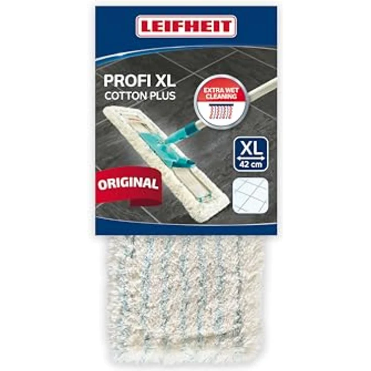 Leifheit Wischbezug Profi cotton plus, aus Baumwoll- und Suprafasern, saugfähiger Bodenwischer Ersatzbezug, Wischer Ersatzbezug für Steinböden und Fliesen – Bild 2