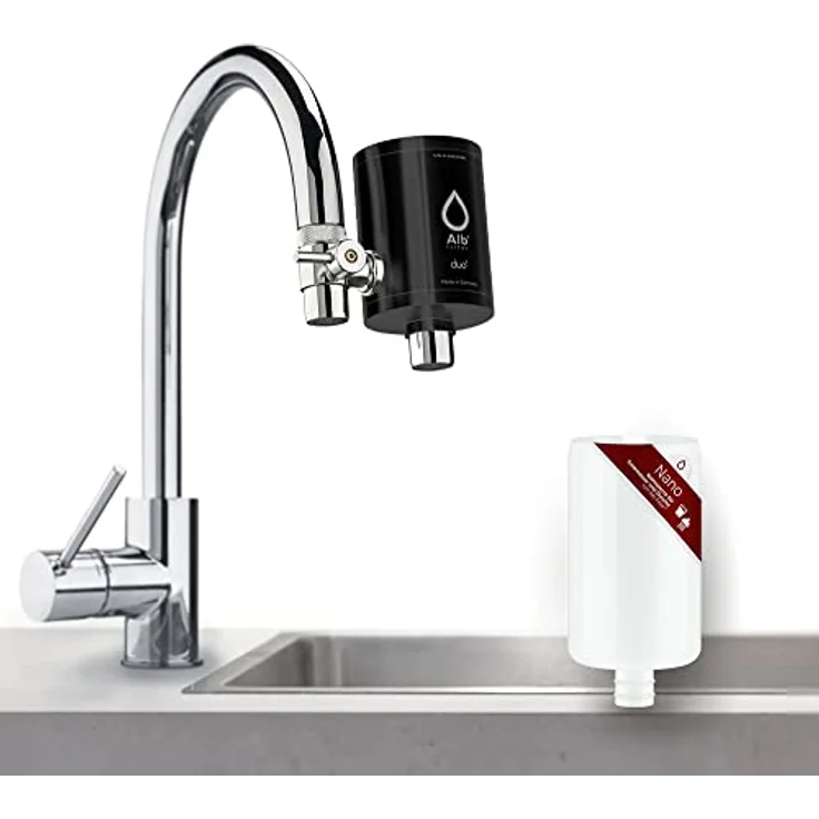 Blaufaktor Alb Filter Duo Nano Trinkwasserfilter, Edelstahl Schwarz, schützt vor Bakterien und Viren, 0.1 µm Hohlfasermembran – Bild 2