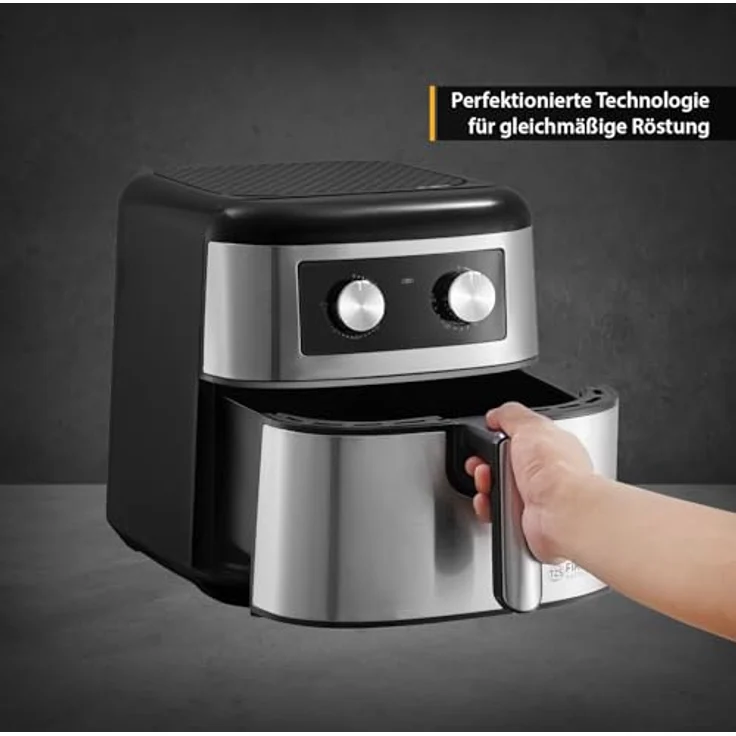 TZS FIRST AUSTRIA Heißluftfritteuse 8L, Antihaftbeschichtung, 1700 W, Timer 60 Min, Schwarz/Edelstahl – Bild 4