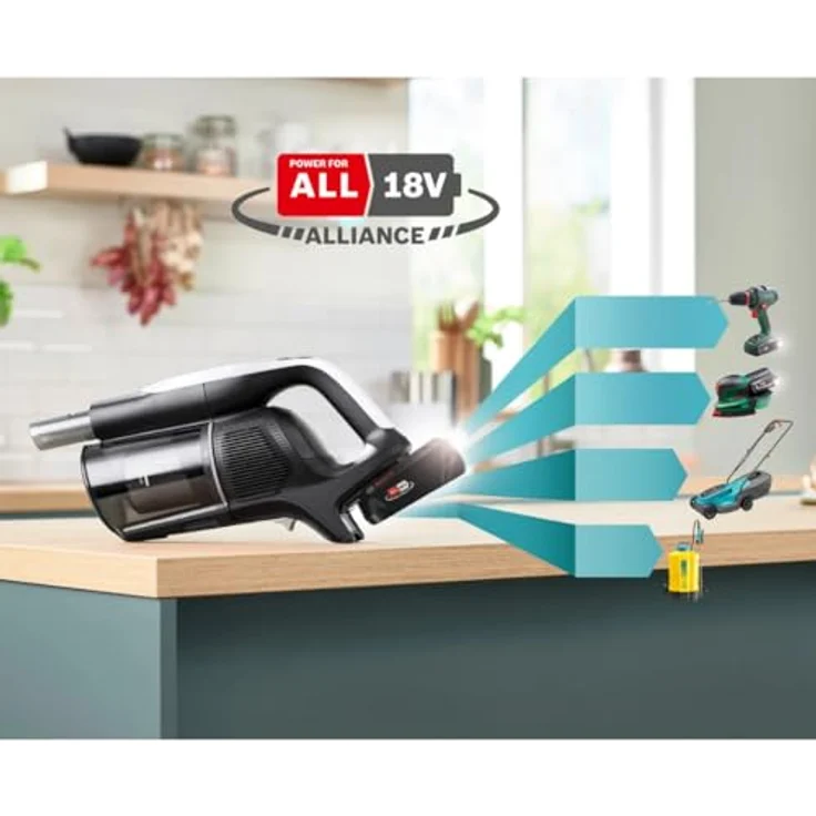 Bosch BCS1041WAC Unlimited 10 Akku-Staubsauger, Weiß, Power-for all kompatibler Austauschbarer 4.0 Ah Akku mit bis zu 80 Minuten Laufzeit – Bild 5