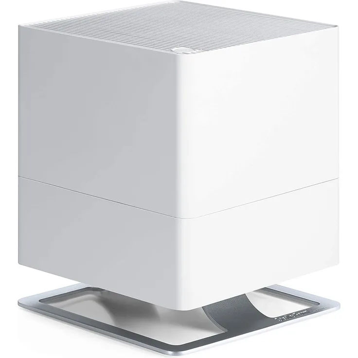 Stadler Form Oskar Luftbefeuchter, bis 50 m², Verdunster mit Abschalt-Automatik, dimmbare LEDs, für Duftöle geeignet, 24,6 x 29 x 24,6 cm, weiß