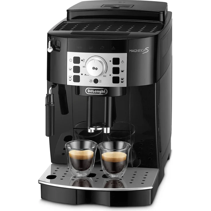 De'Longhi Magnifica S ECAM 22.110.B Kaffeevollautomat mit Milchaufschäumdüse für Cappuccino und integriertem Mahlwerk, mit Espresso Direktwahltasten und Drehregler, 2-Tassen-Funktion, 1,8 Liter Wassertank, schwarz-silber – Bild 1