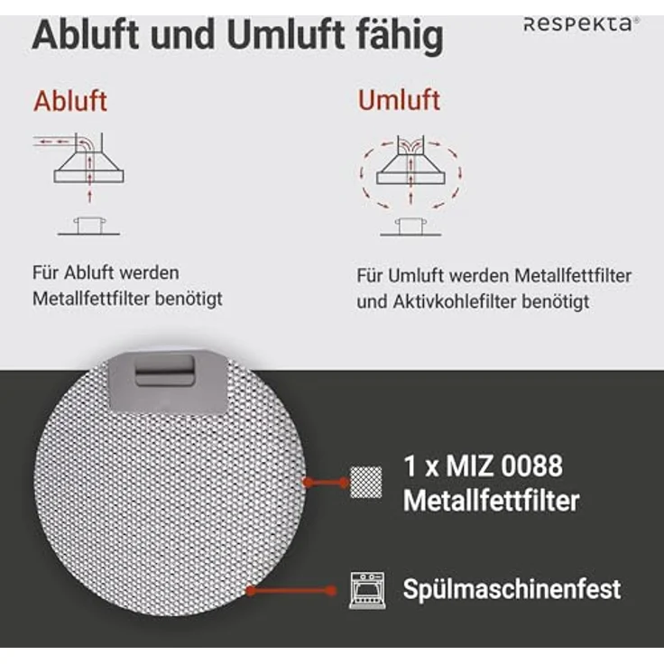 Respekta Schräghaube Lora 90 cm, Dunstabzugshaube in Weiß, EEK A++, 207,2 m³/h Luftstrom, Touch Control, LED-Beleuchtung – Bild 5