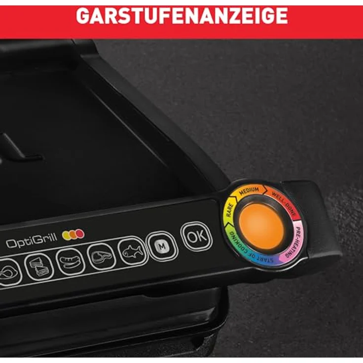 Tefal GC7058 OptiGrill Kontaktgrill, antihaftbeschichtet, 2000 Watt, 6 automatische Programmefläche 30 x 20 cm, Warmhaltefunktion, schwarz – Bild 4