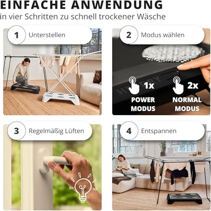 TOSA HEYDRY Wäschetrockner für Wäscheständer, schnell, platzsparende Trockner-Alternative in schwarz – Bild 3