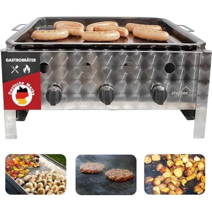 siwitec Tischgrill Gastrobräter 3-flammig, vielseitiger Elektrogrill für Gastro, Imbiss & Catering – Bild 1
