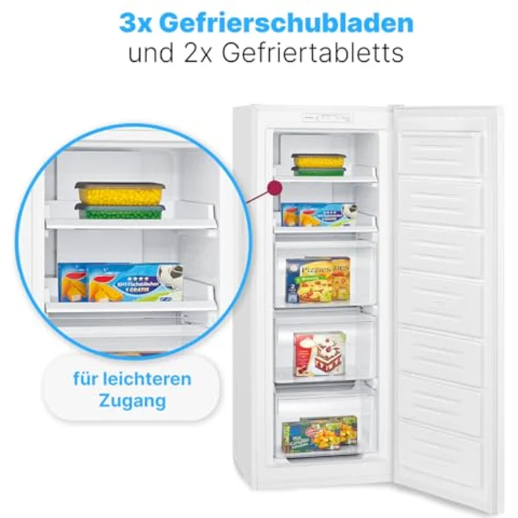 Bomann® freistehender Gefrierschrank GS 7362, Nofrost 161 L mit Total No Frost, Schnellgefrierfunktion und MultiAirflow-System, weiß – Bild 4