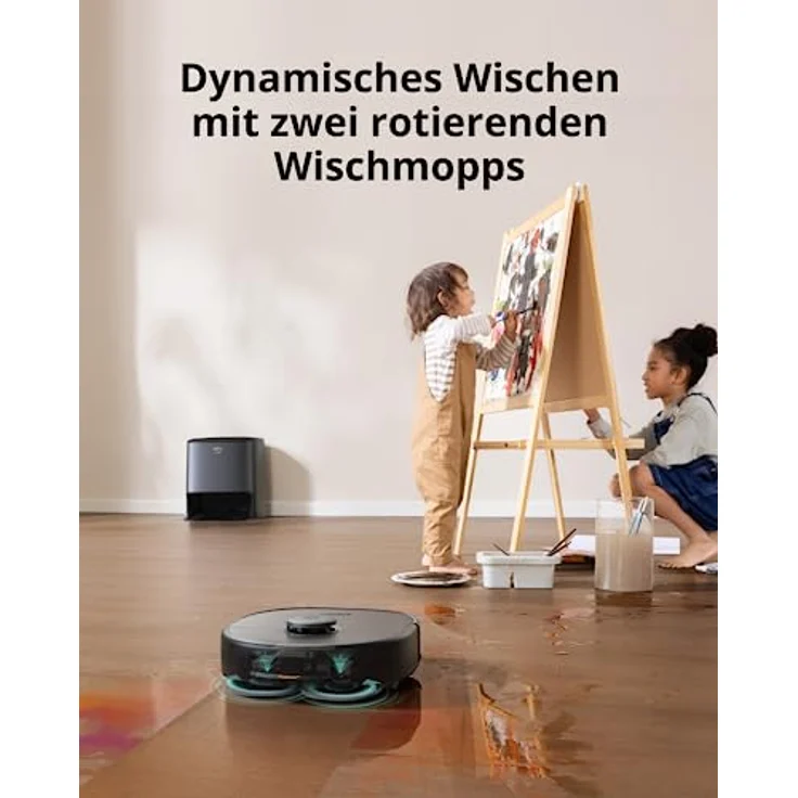 eufy Clean X9 Pro Staubsaugerroboter mit Wischmopp und Reinigungsstation, 5.500 Pa Saugkraft, 2 rotierende Wischmopps, Automatische Wischmopp Reinigung und Trocknung bei 40°, KI Hinderniserkennung – Bild 3