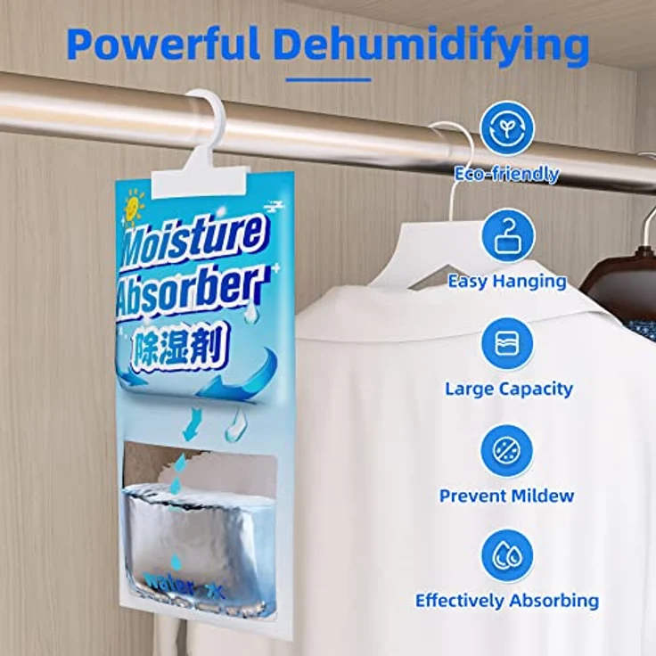 CONOPU 10 Packungen x 248g(2.5KG) Hänge-Luftentfeuchter, Luftentfeuchter Granulat, Befreien Sie sich von Feuchtigkeit für Keller, Schlafzimmer, Waschräume, Beseitigen unangenehme Gerüche, OZ04CSD04 – Bild 4